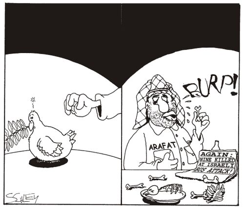 Arafat eats peace dove: 'BURP!'