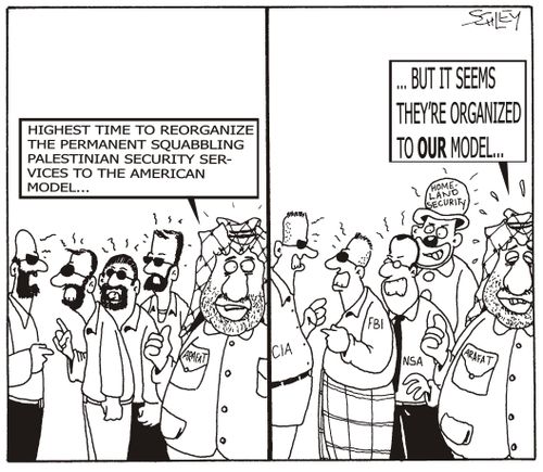 Arafat will reorganize Palestinian Security Agencies. (Caption may be modified.)