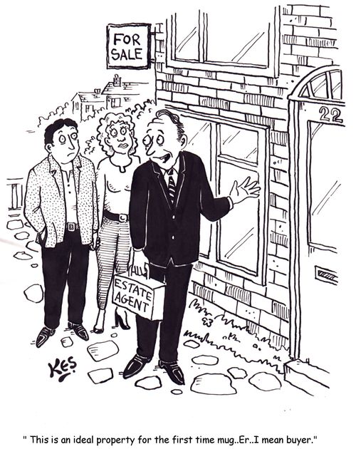 "This is an ideal property for the first time mug...Er...I mean buyer."