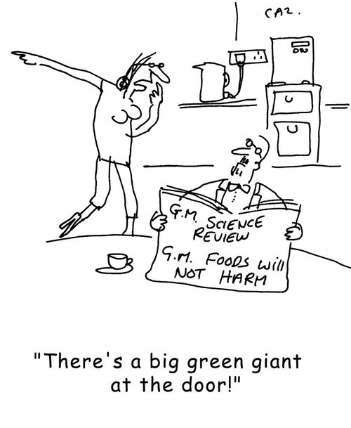 "There's a big green giant at the door!"