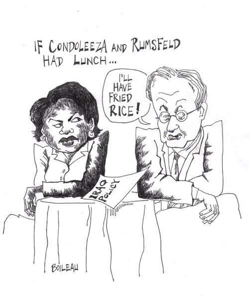 Rice and Rumsfeld lunch on Iraq policy