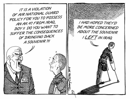"It is a violation of air national guard policy for you to possess an AK-47 from Iraq, boy!! Do you want to suffer the consequences of bringing back a souvenir?!!"