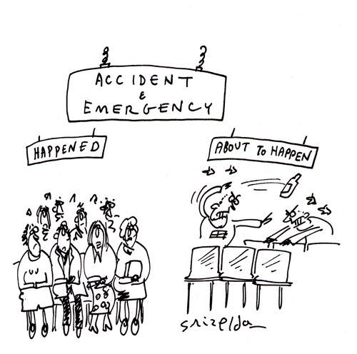 A&E dept - Waiting areas for accidents that have happened, and accidents that are about to happen