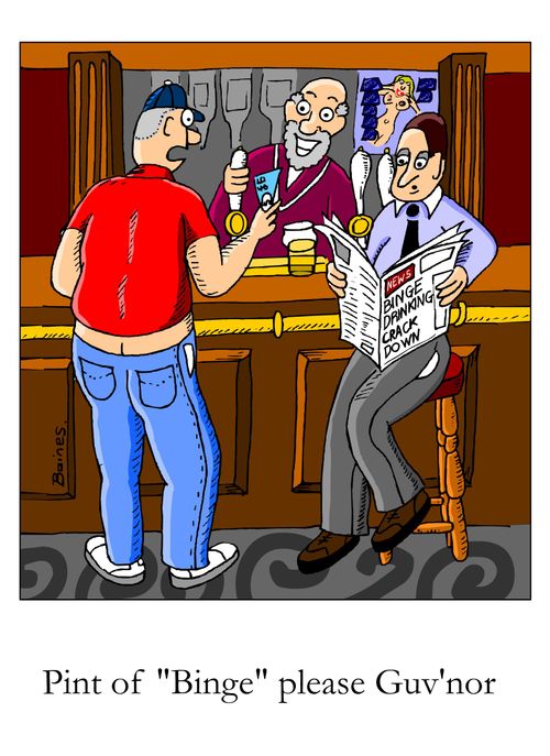 'Pint of 'Binge' please Guv'nor.'