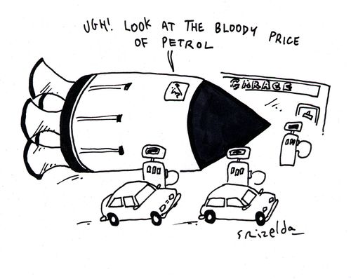'Ugh! Look at the bloody price of petrol...'