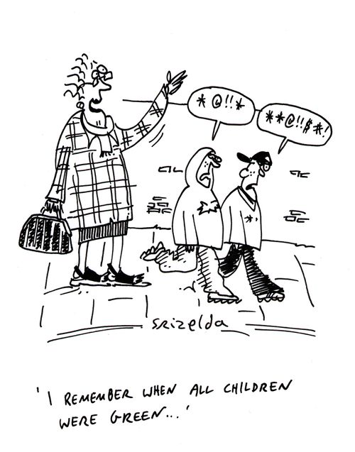 'I remember when all children were green...' - Kids swearing.