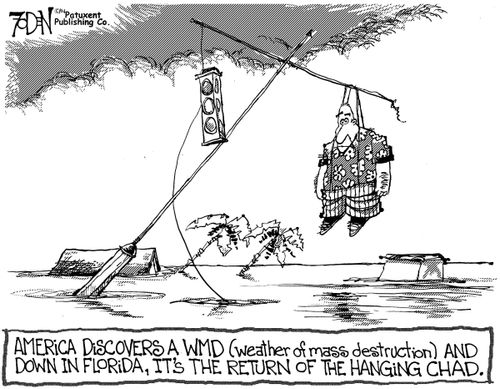 America Discovers a WMD (weather of mass destruction) and down in Florida, it's the return of the Hanging Chad.