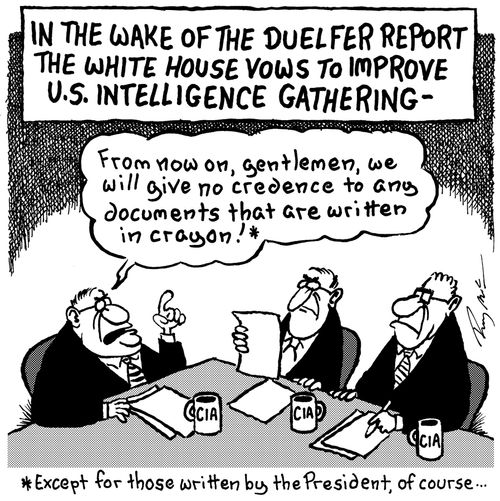 In the wake of the Duelfer report the White House vows to improve U.S. intelligence gathering.