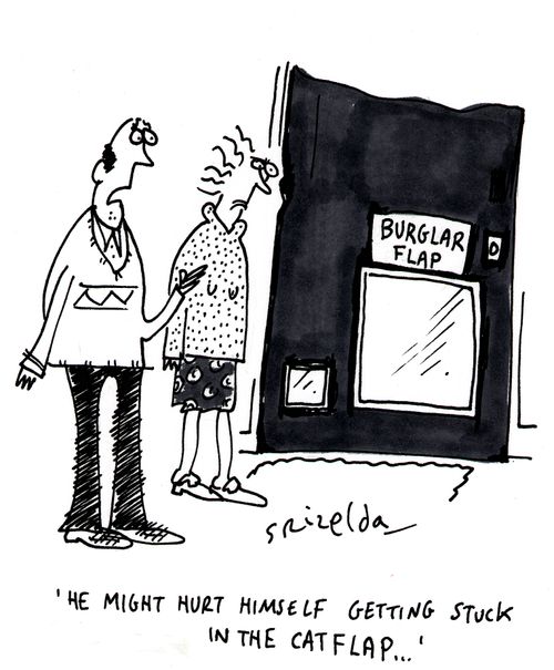 'He might hurt himself getting stuck in the catflap...'