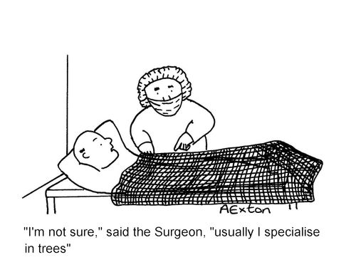 ''I'm not sure,' said the surgeon, 'usually I specialise in trees.''
