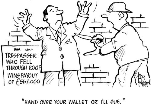 'Hand over your wallet or I'll sue.'