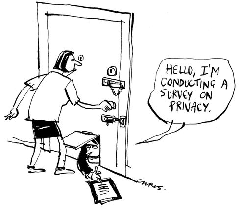 "Hello, I'm conducting a survey on privacy."