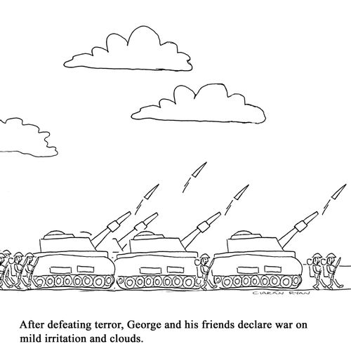 After defeating terror, George and his friends declare war on mild irritation and clouds.