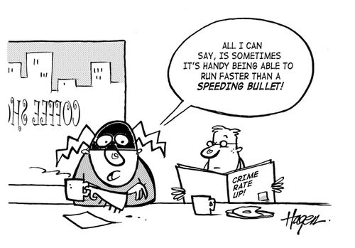 'All I can say, is sometimes it's handy being able to run faster than a speeding bullet!'