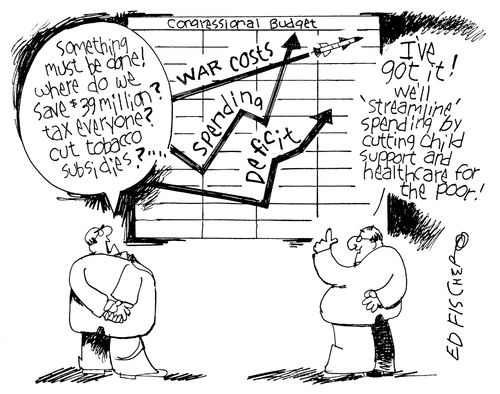 "Something must be done! Where do we save $39 million? Tax everyone? Cut tobacco subsidies?"