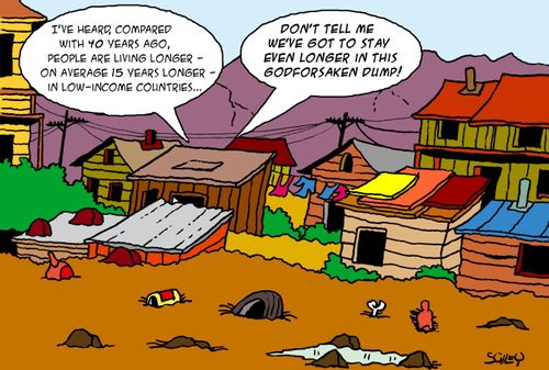 "Don't tell me we've got to stay even longer in this godforsaken dump!"