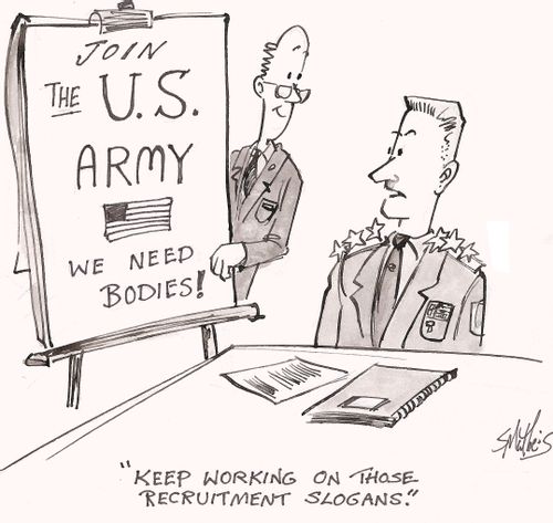 'Keep working on those recruitment slogans.'