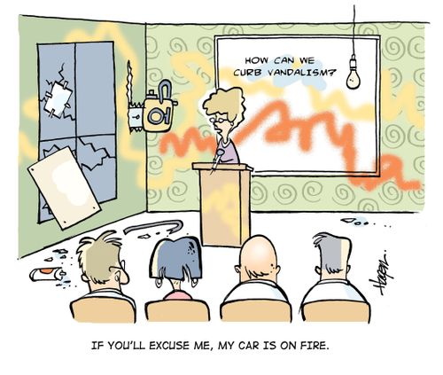 'If you'll excuse me, my car is on fire.'