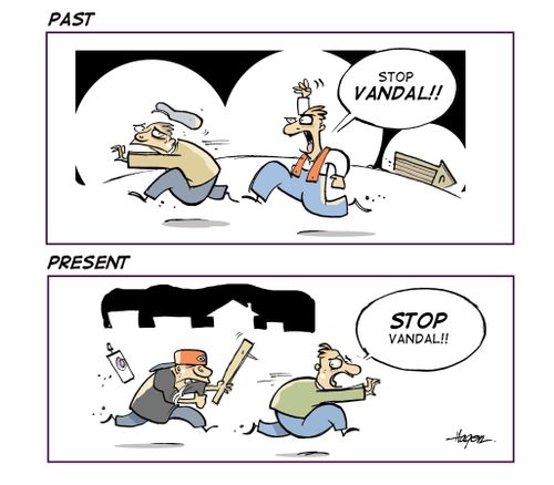 Vandalism, past and present.