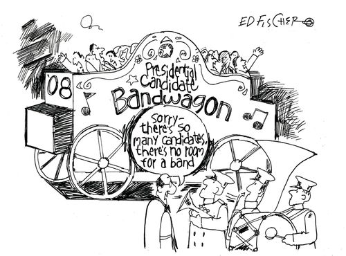 Presidential candidate bandwagon.