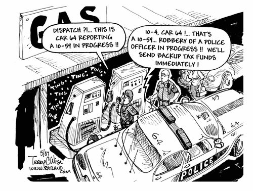 10-59 In Progress: 'Robbery of a police officer in progress!!'
