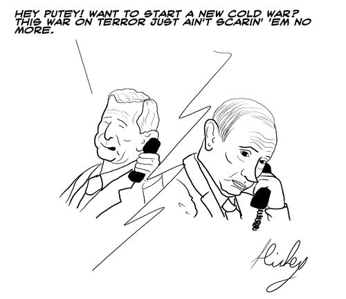 Bush invites Putin to start a new cold war in the wake of flagging support for the war on terror.