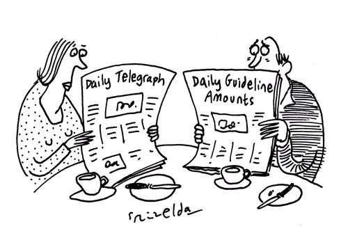 Man reading newspaper: Daily Guideline Amounts