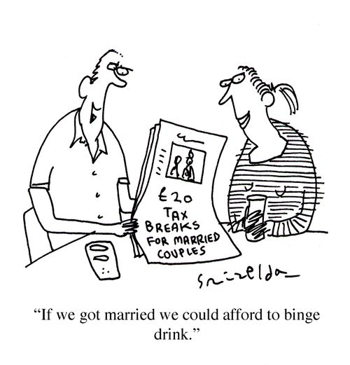?20 tax breaks for married couples - 'If we got married we could afford to binge drink.'