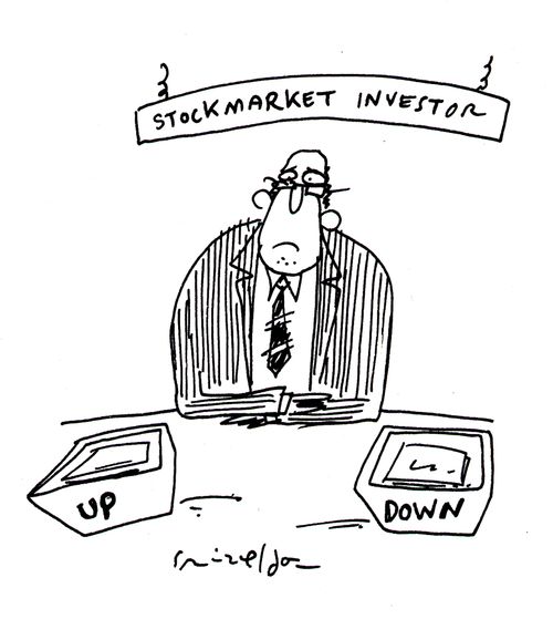 Stockmarket investor's trays 'Up' and 'Down'.