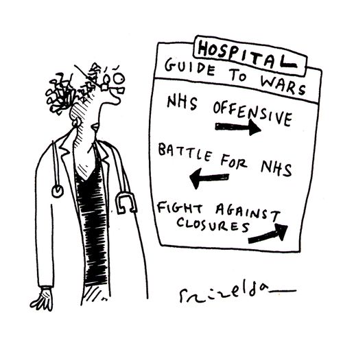 Hospital - Guide to wars: NHS Offensive, Battle for NHS, Fight against closures.