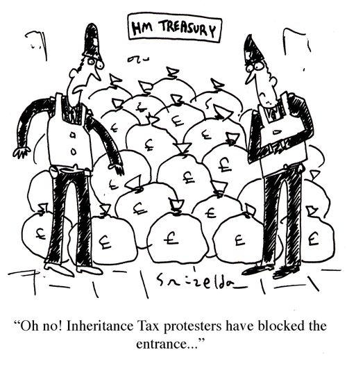 HM Treasury - 'Oh no! Inheritance Tax protesters have blocked the entrance...'
