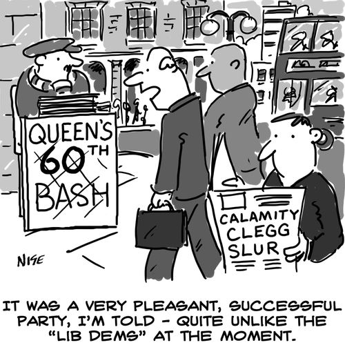 'It was a very pleasant, successful party, I'm told - quite unlike the 'Lib-Dems' at the moment'.