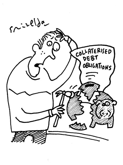 Piggy Bank full of collaterised debt obligations.
