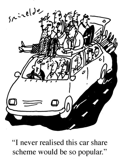 'I never realised this car share scheme would be so popular.'