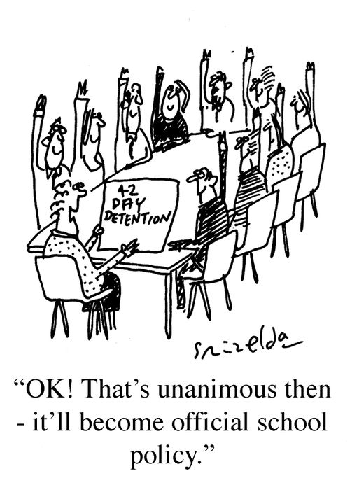 42 Day Detention Vote - 'OK! That's unanimous then - it'll become official school policy.'