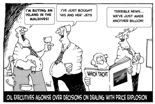 Oil executives agonise over decisions on dealing with price explosion.