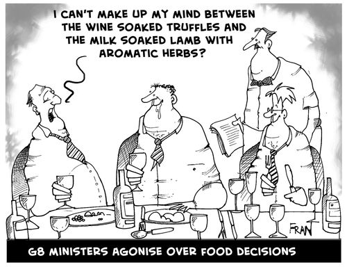 G8 ministers agonise over food decisions.