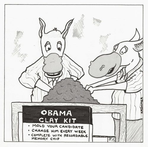 Democrats molding Barack Obama from clay kit into what they want him to be