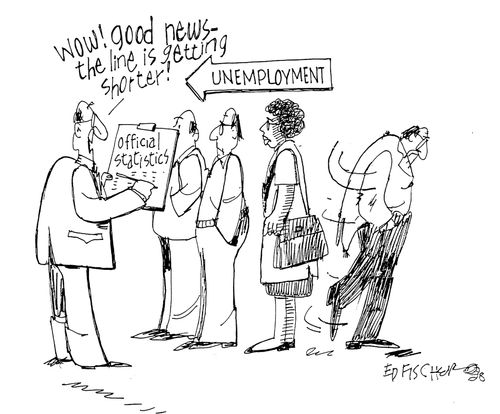 "Wow! Good news - the line is getting shorter!"