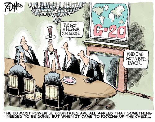 The 20 most powerful countries are all agreed that something needed to be done, but when it came to picking up the check...