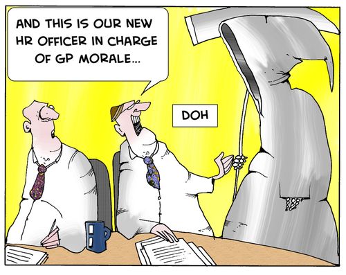 "And this is our new HR officer in charge of GP morale..."