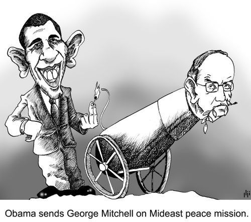 Obama sends George Mitchell on Mideast peace mission.