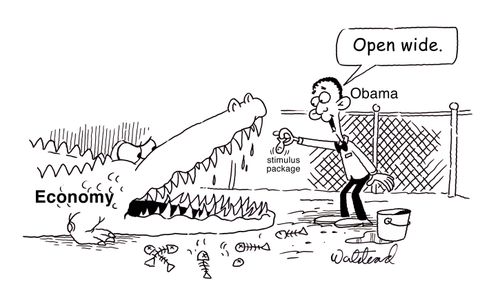 Obama feeds the economic alligator.