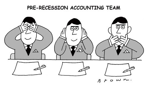 Pre-recession accounting team - see, hear and speak no evil.