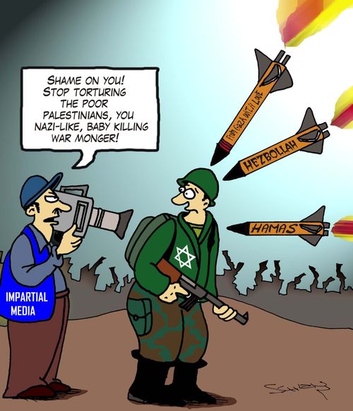'Shame on you! Stop torturing the poor Palestinians, you nazi-like, baby killing war monger!'