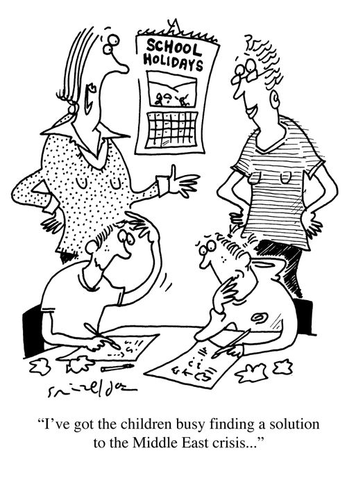 'I've got the children busy finding a solution to the Middle East crisis...'