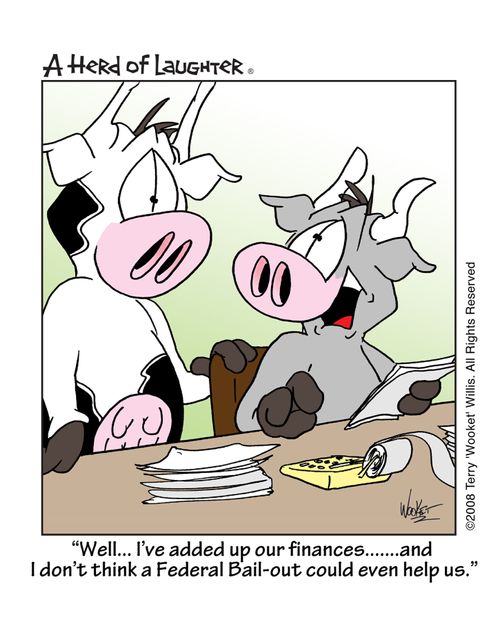 'Well...I've added up our finances...and I don't think a Federal Bail-out could even help us.'