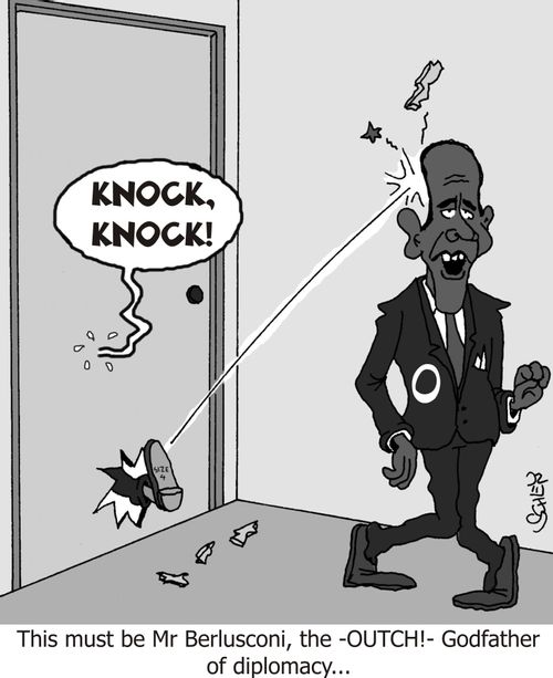 "This must be Mr Berlusconi, the godfather of diplomacy..."