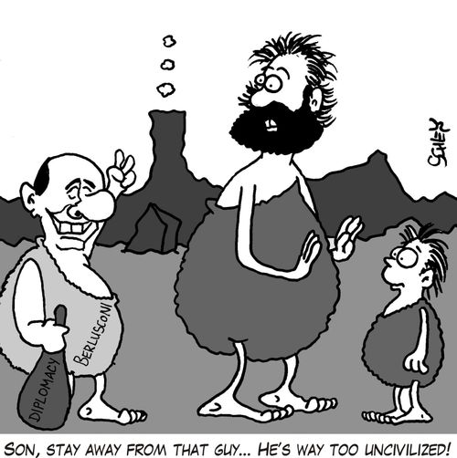 'Son, stay away from that guy... he's way too uncivilized!'