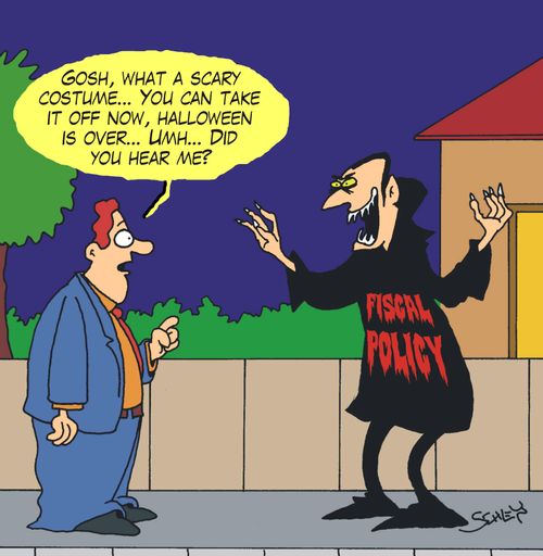 'Gosh, what a scary costume... you cantake it out now, Halloween is over...umh... did you hear me?'